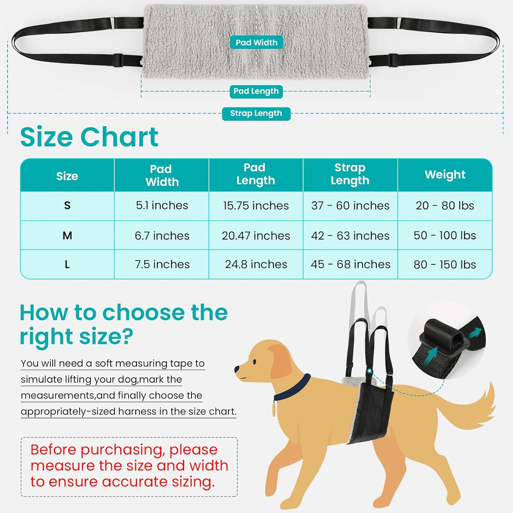 Small Dog Harness 20-140 Lbs Dog Sling for Hind Leg Support Dog Support Harness to Help Lift Hind Easy Walk Dog Harnesss Medium/Small Dogs up to 50/75/140Lbs, Grey