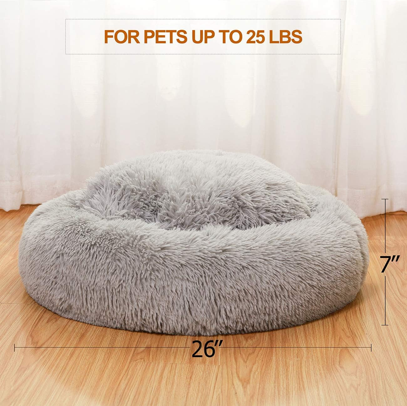 Donut Dog Beds for Medium Dogs,Washable Large Dog Bed Calming Cuddler,Fluffy round Pet Bed,Faux Fur Small Cat Bed.