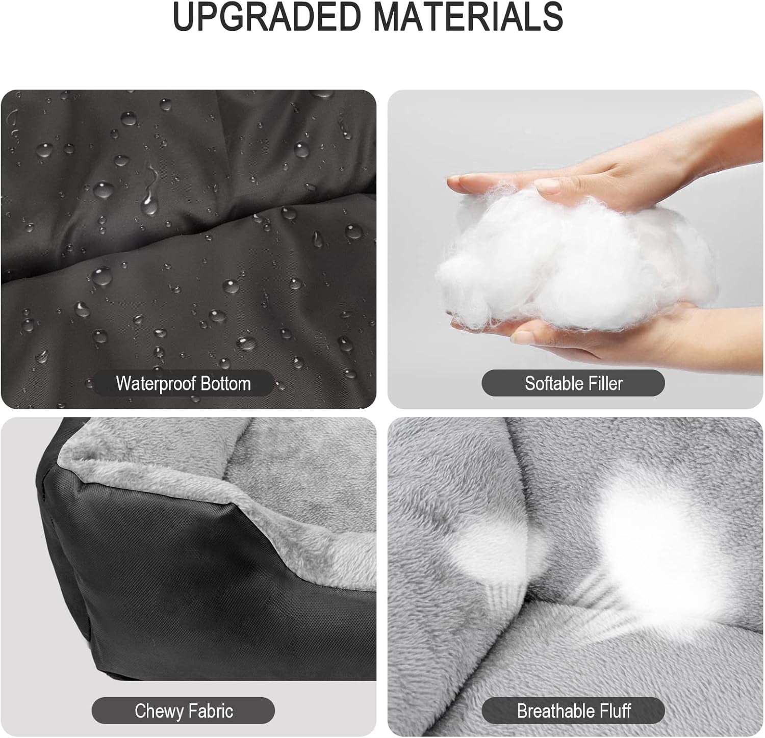 Dog Bed for Medium Dogs, Warming Washable Rectangle Pet Bed, Large Dog Bed with Waterproof Bottom for Large Dogs(28/31/37 Inch) (37"*30"(Pack of 1), Black)