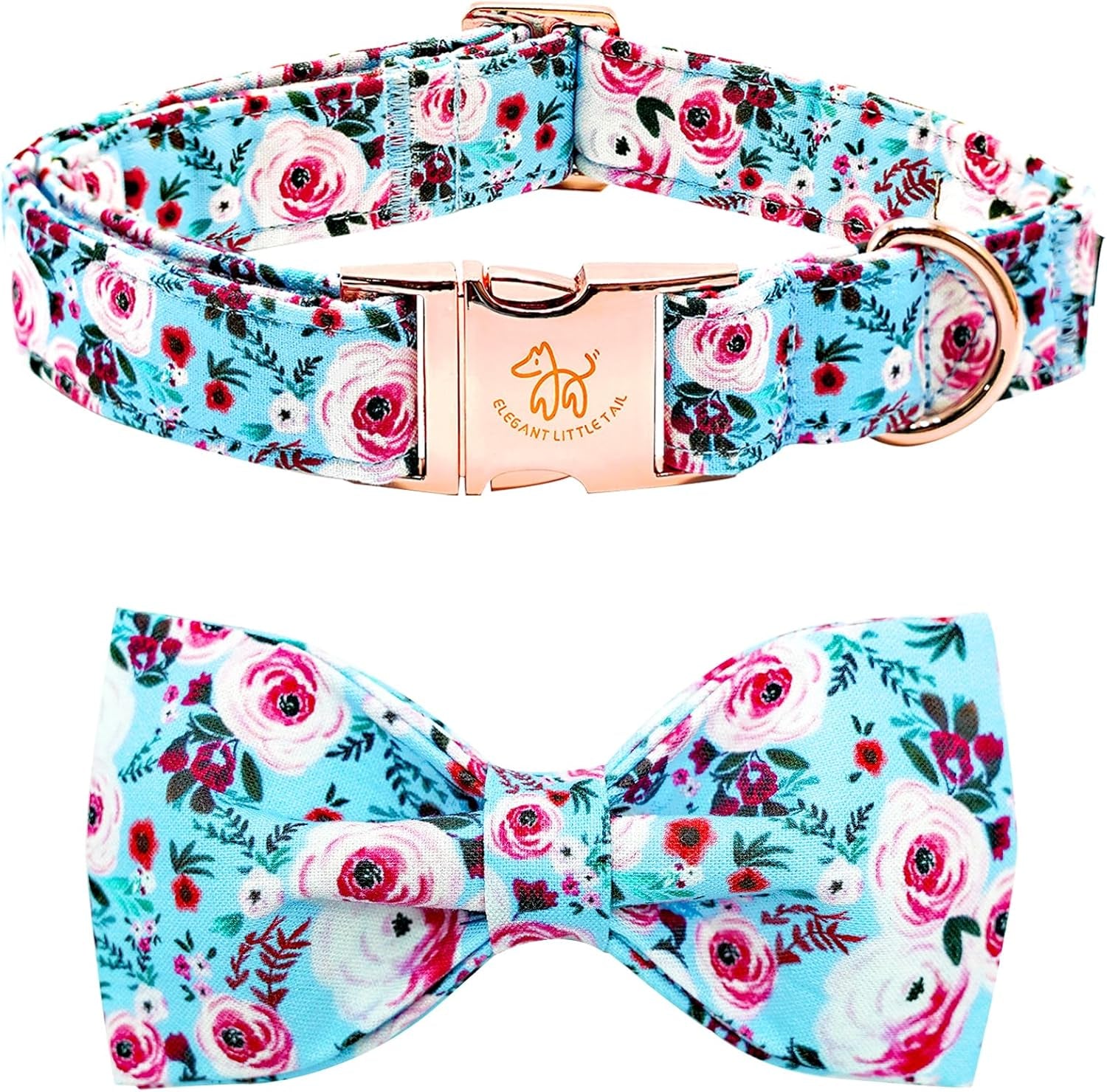 Dog Collar, Rose Print Pet Collar Summer Dog Collar Durable Metal Buckle Dog Collars Cotton Pet Adjustable Dog Collars for X-Small Dogs