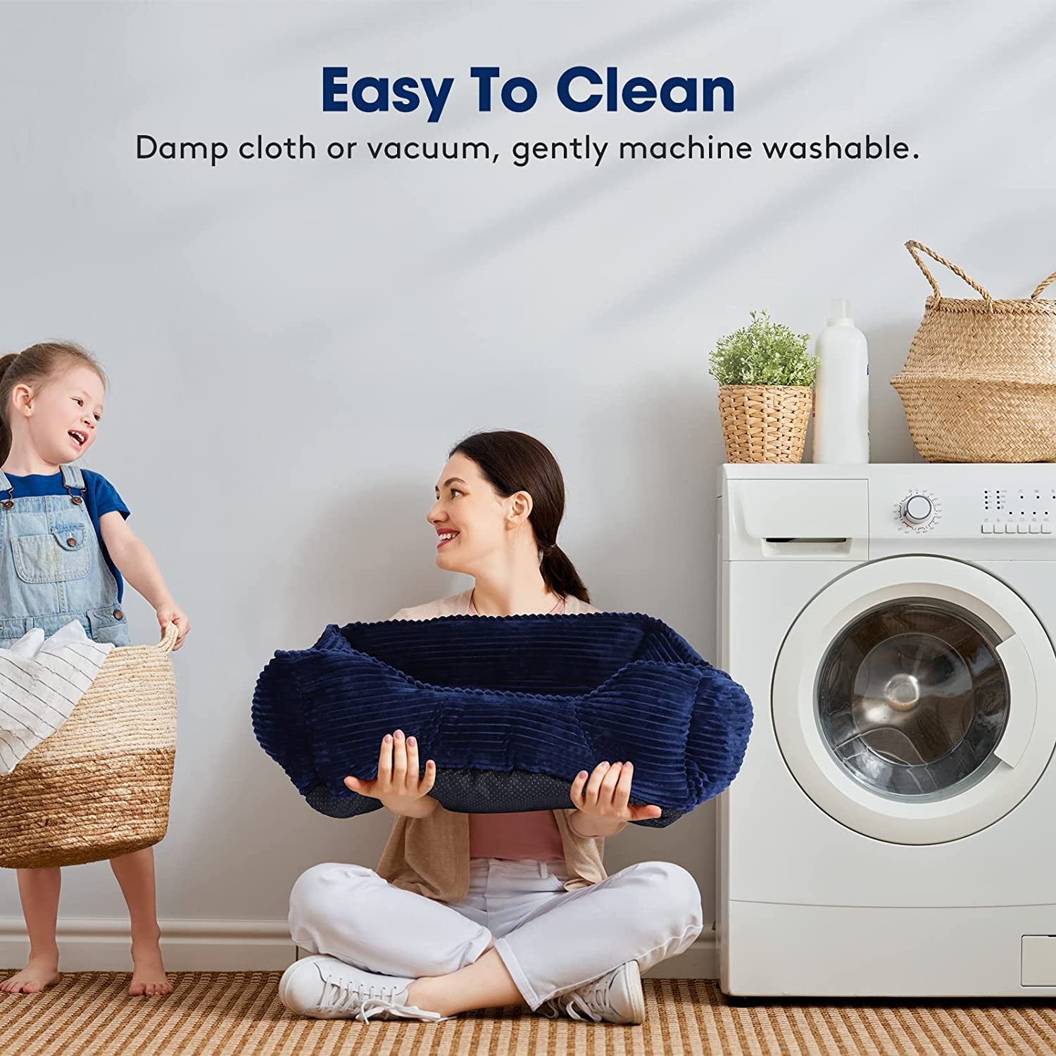 Dog Beds for Large Medium Small Dogs Durable Washable Dog Sofa Bed Cozy Rectangle Puppy Bed Calming Orthopedic Dogs Bed with Non-Slip Bottom Pets Cat Beds Indestructible Dog Crate Bed for Sleeping