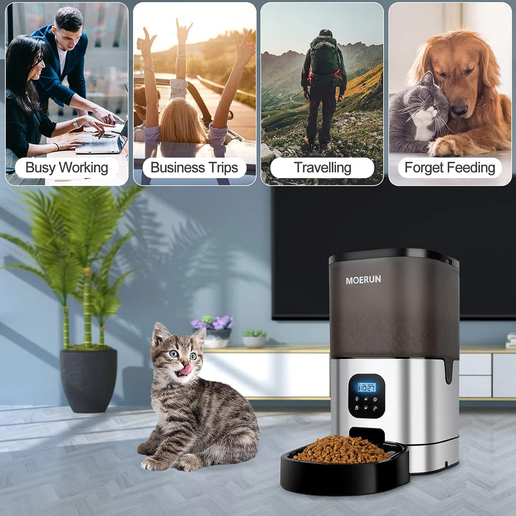 Automatic Dog Feeder 9L Automatic Cat Feeders Food Dispenser Automatic Timed Pet Feeder Dual Powered Mode Programmable Portion Control 20S Voice Recorder for Cats and Dogs