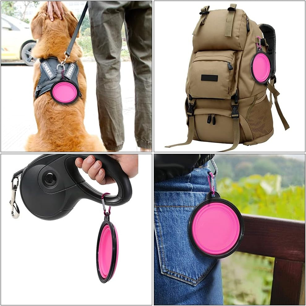 Collapsible Dog Bowl Portable Foldable Dog Travel Bowls Pets Cats Puppies Water Feeding Bowls for Walking Camping Outdoors (Small, Pink)