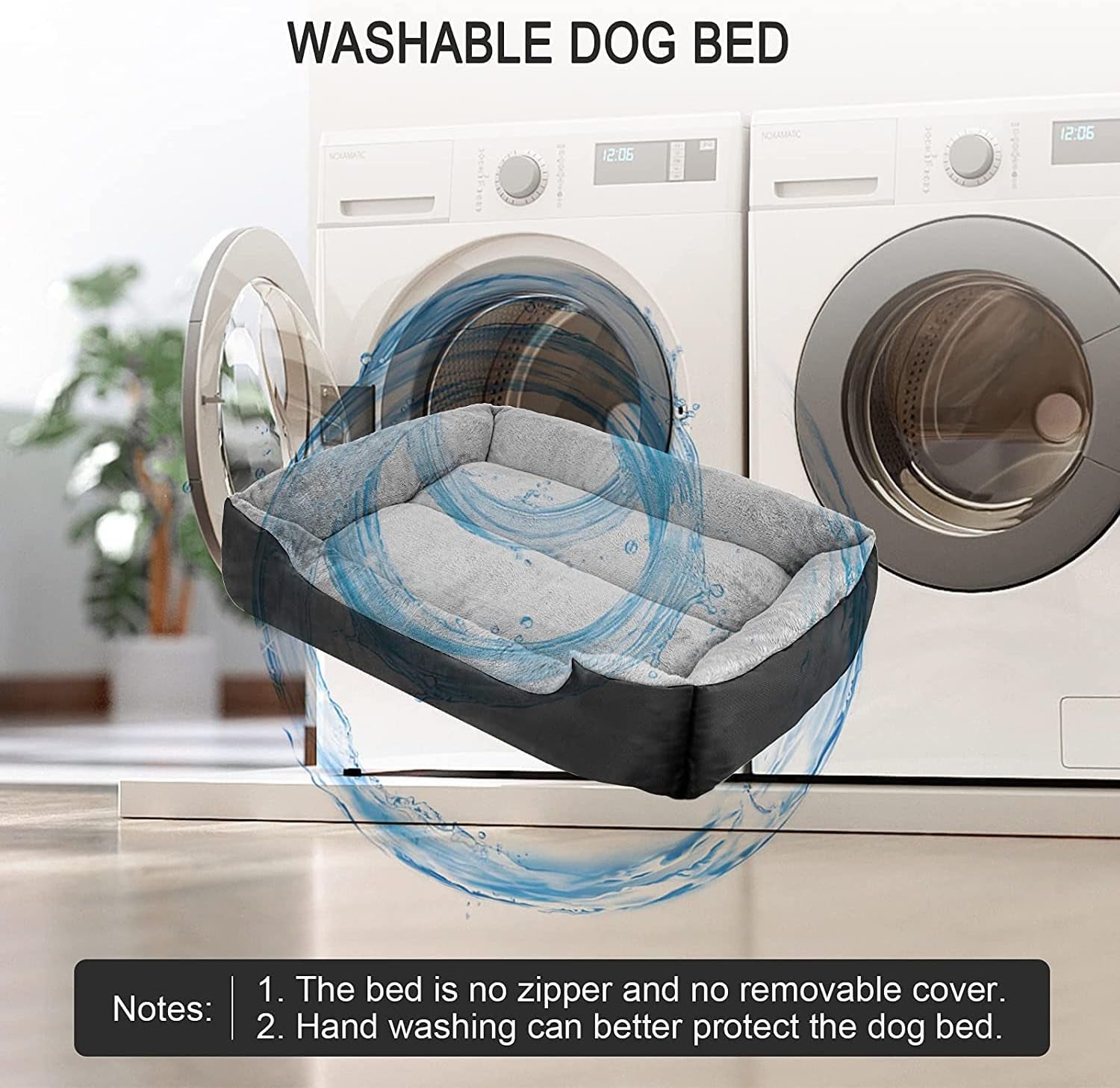 Dog Bed for Medium Dogs, Warming Washable Rectangle Pet Bed, Large Dog Bed with Waterproof Bottom for Large Dogs(28/31/37 Inch) (37"*30"(Pack of 1), Black)