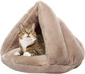 Soft Warm Cat Bed for Winter Cat Tent Self-Warming Sleeping Bed for Cats Fleece Pet Cave Bed for Winter Pets Puppy Indoor Pet Triangle Nest (Camel)