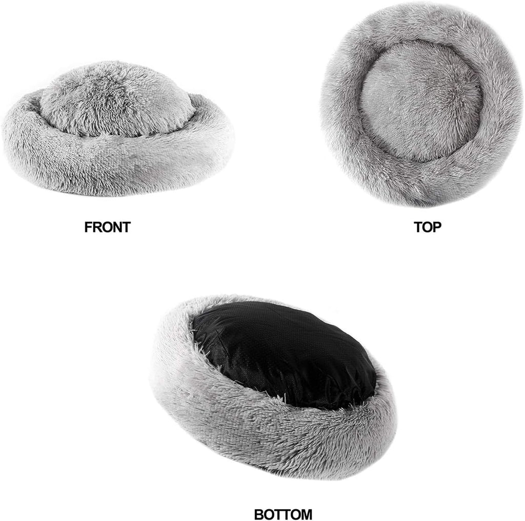 Donut Dog Beds for Medium Dogs,Washable Large Dog Bed Calming Cuddler,Fluffy round Pet Bed,Faux Fur Small Cat Bed.