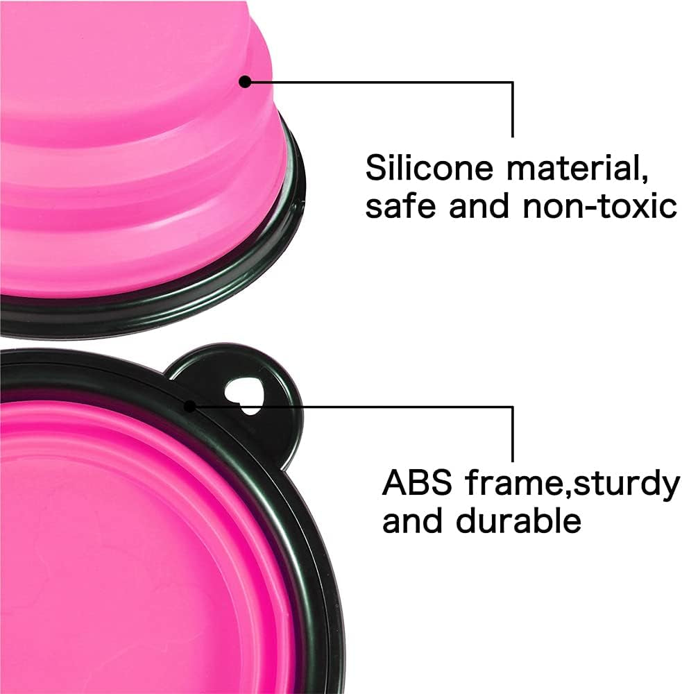 Collapsible Dog Bowl Portable Foldable Dog Travel Bowls Pets Cats Puppies Water Feeding Bowls for Walking Camping Outdoors (Small, Pink)
