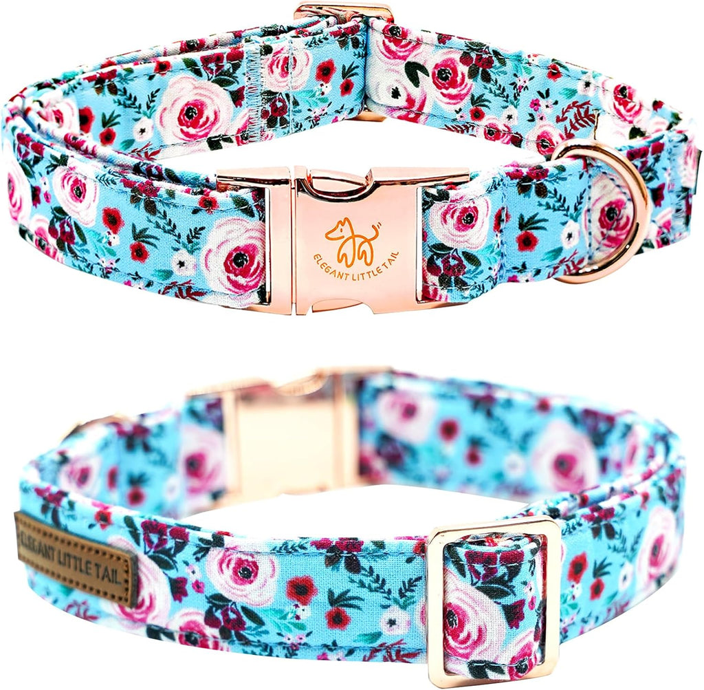 Dog Collar, Rose Print Pet Collar Summer Dog Collar Durable Metal Buckle Dog Collars Cotton Pet Adjustable Dog Collars for X-Small Dogs
