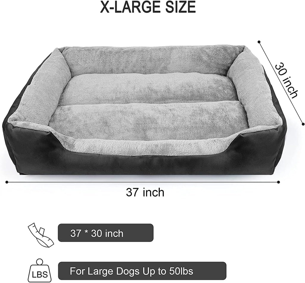 Dog Bed for Medium Dogs, Warming Washable Rectangle Pet Bed, Large Dog Bed with Waterproof Bottom for Large Dogs(28/31/37 Inch) (37"*30"(Pack of 1), Black)